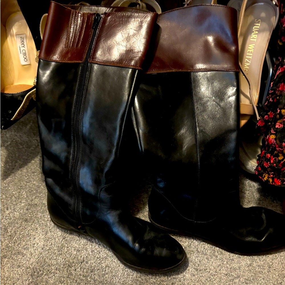 High zip boots brown and black